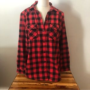 ZEAGOO - Red Flannel Long Sleeve Button Down shirt, medium